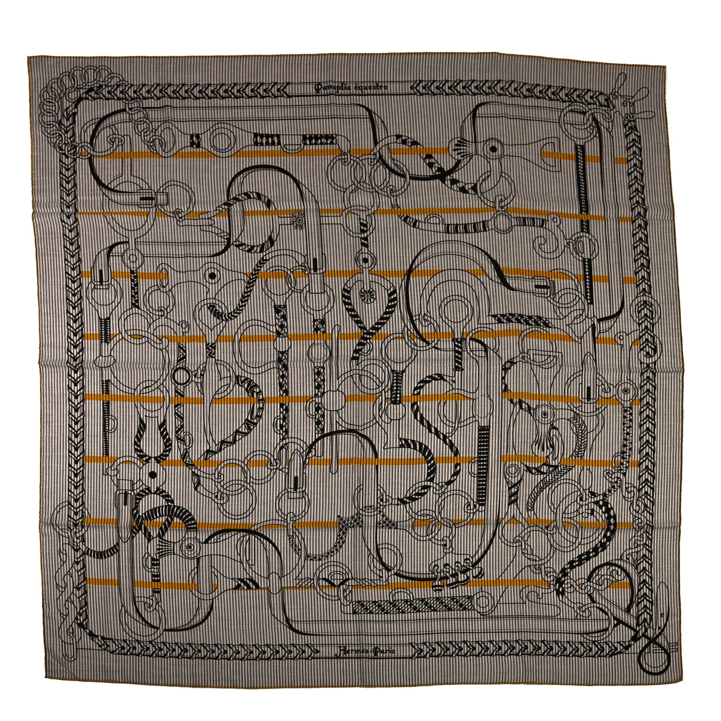 Cashmere Silk Panoplie Equestre Eye Shawl 140 Ebene Jaune Gris