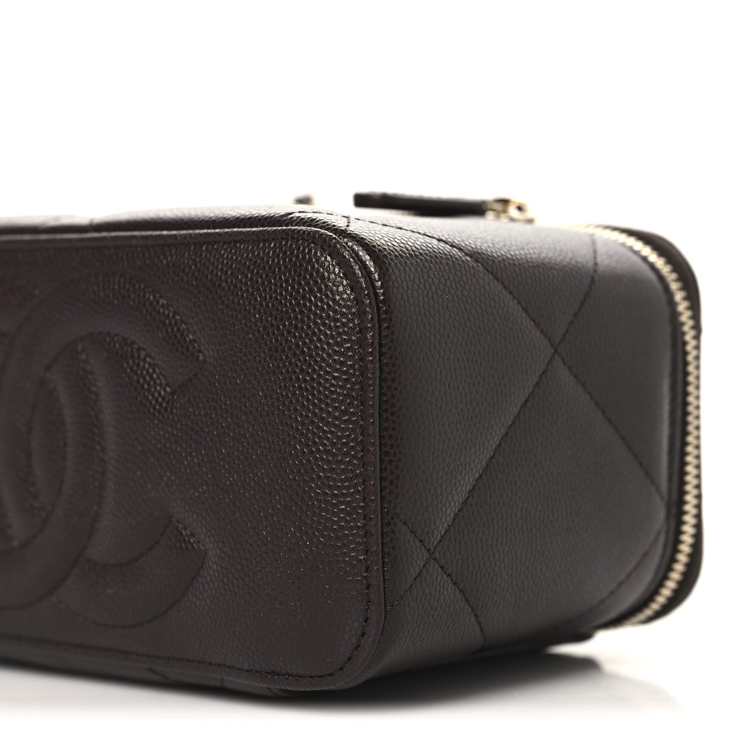 Chanel Caviar Quilted Top Handle Long Vanity Dark Brown 11 of 12