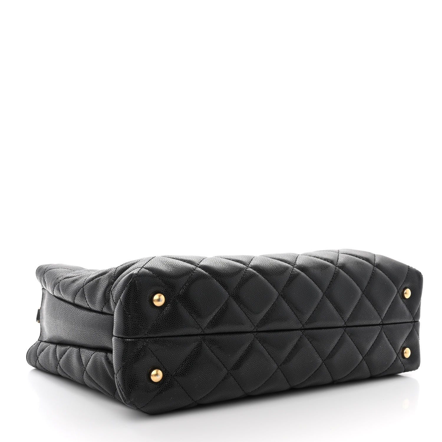 Chanel Shiny Caviar Quilted Chain Handle Shopping Tote Black 4 of 12