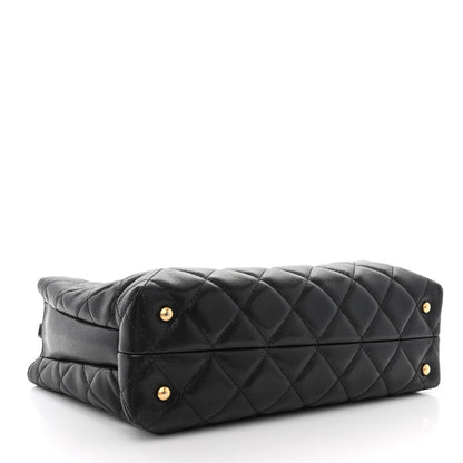 Chanel Shiny Caviar Quilted Chain Handle Shopping Tote Black 4 of 12