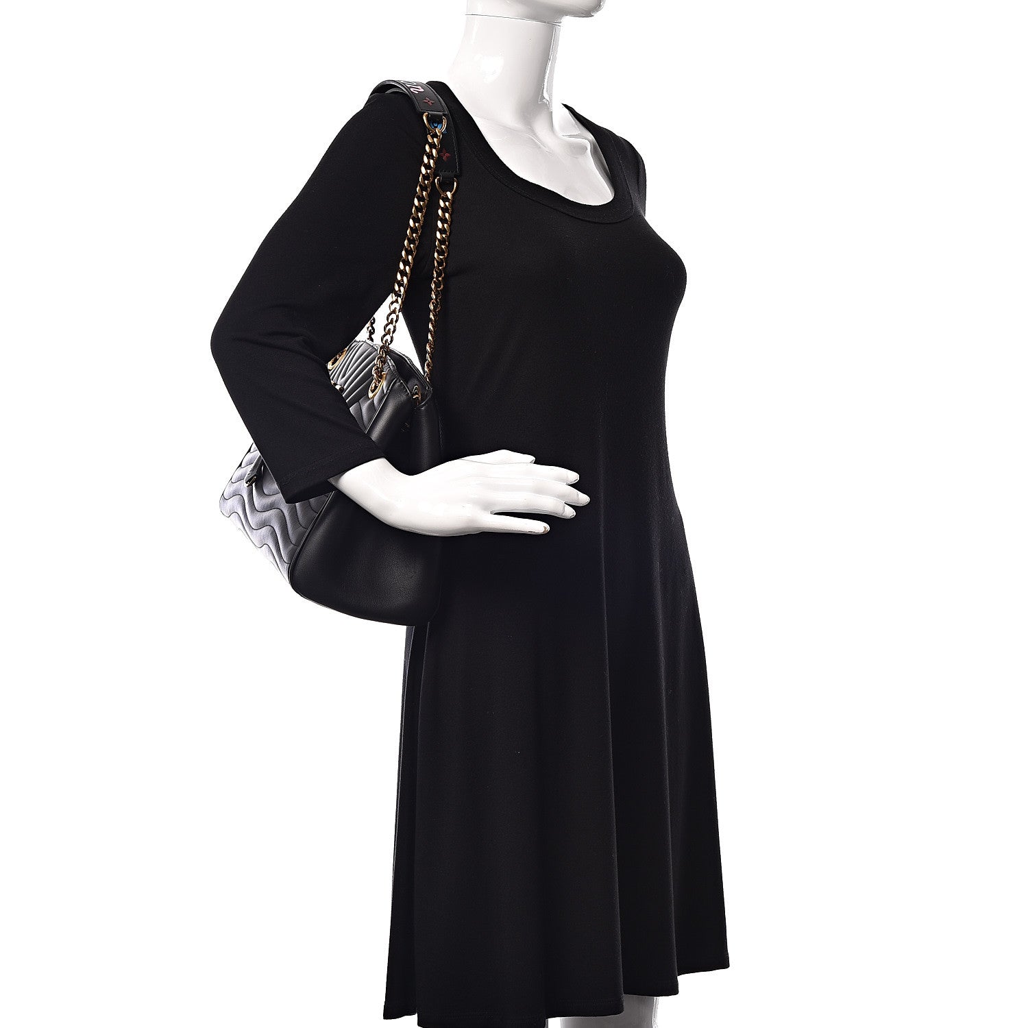Louis Vuitton Calfskin New Wave Chain Tote Black 2 of 10