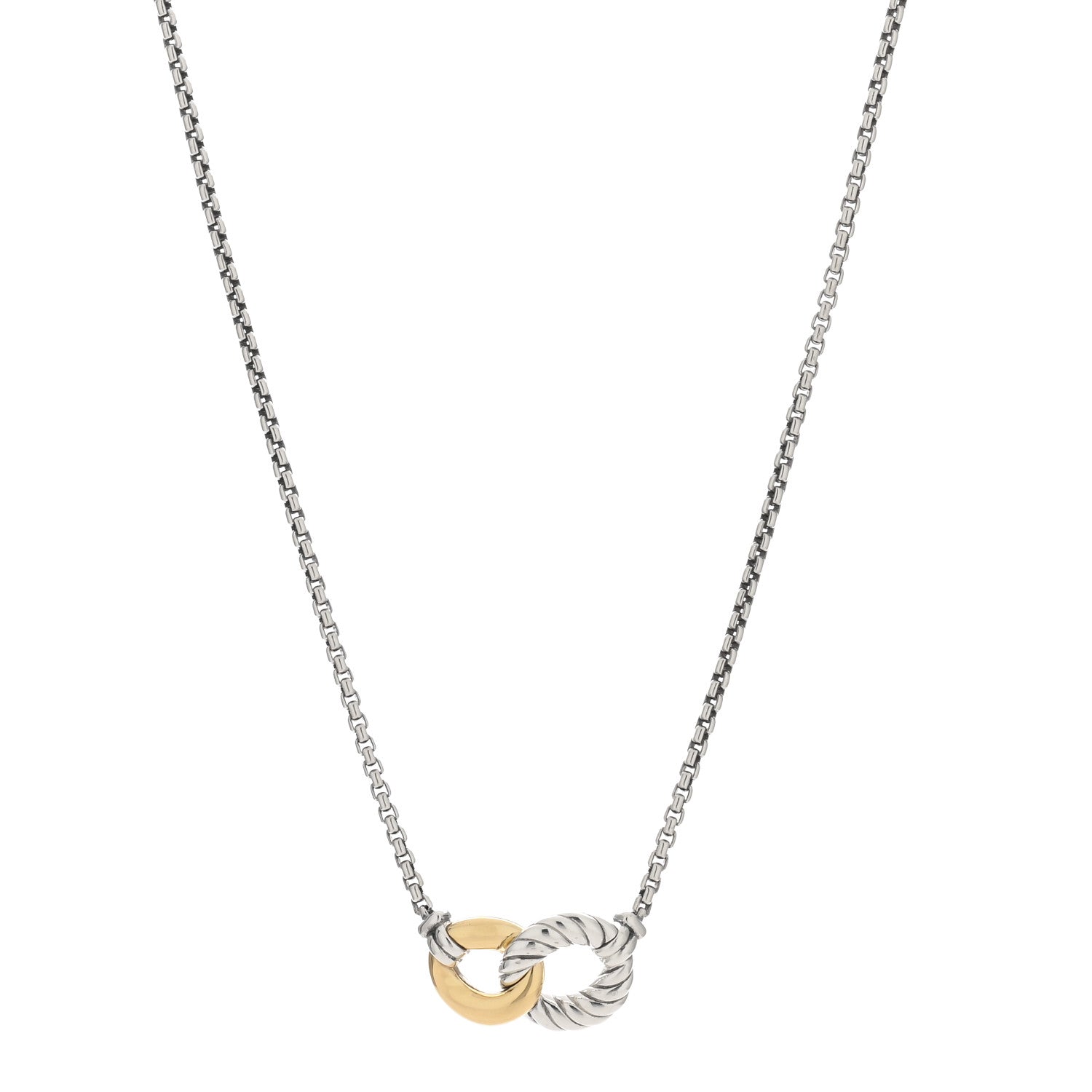 David Yurman Sterling Silver 18K Yellow Gold Belmont Pendant Necklace 1 of 3