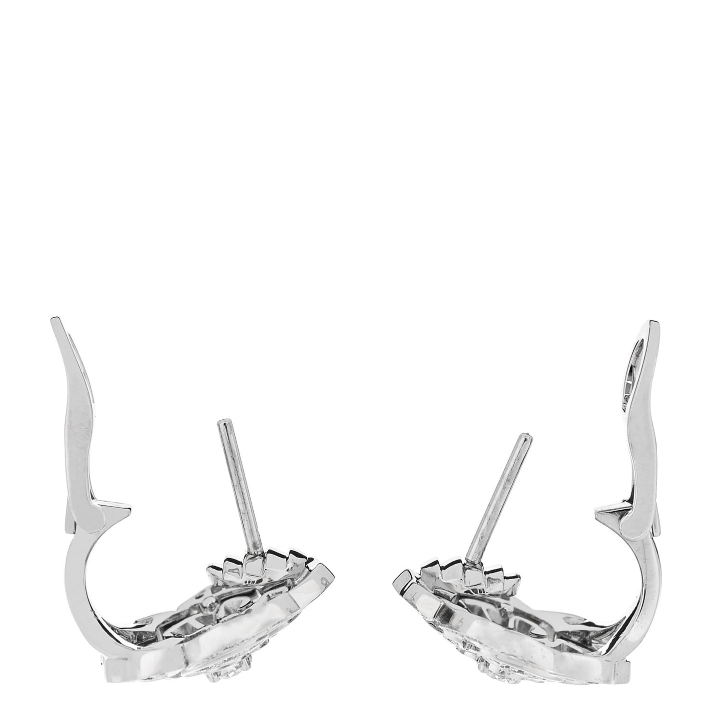 18K White Gold Diamond Bouton de Camelia Earrings
