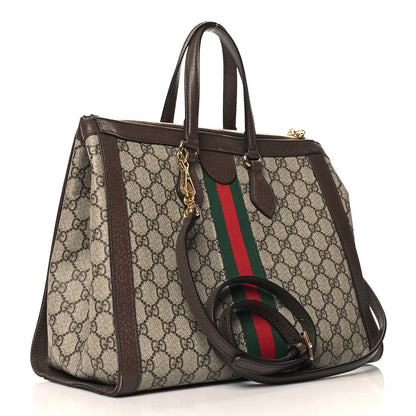 Gucci GG Supreme Monogram Web Medium Ophidia Tote Bag Brown 2 of 13