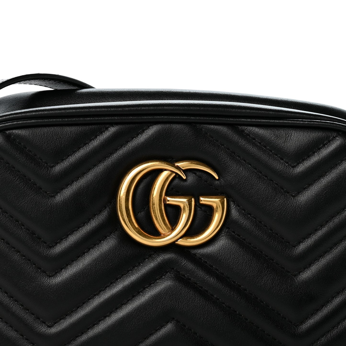 Calfskin Matelasse Small GG Marmont Chain Shoulder Bag Black