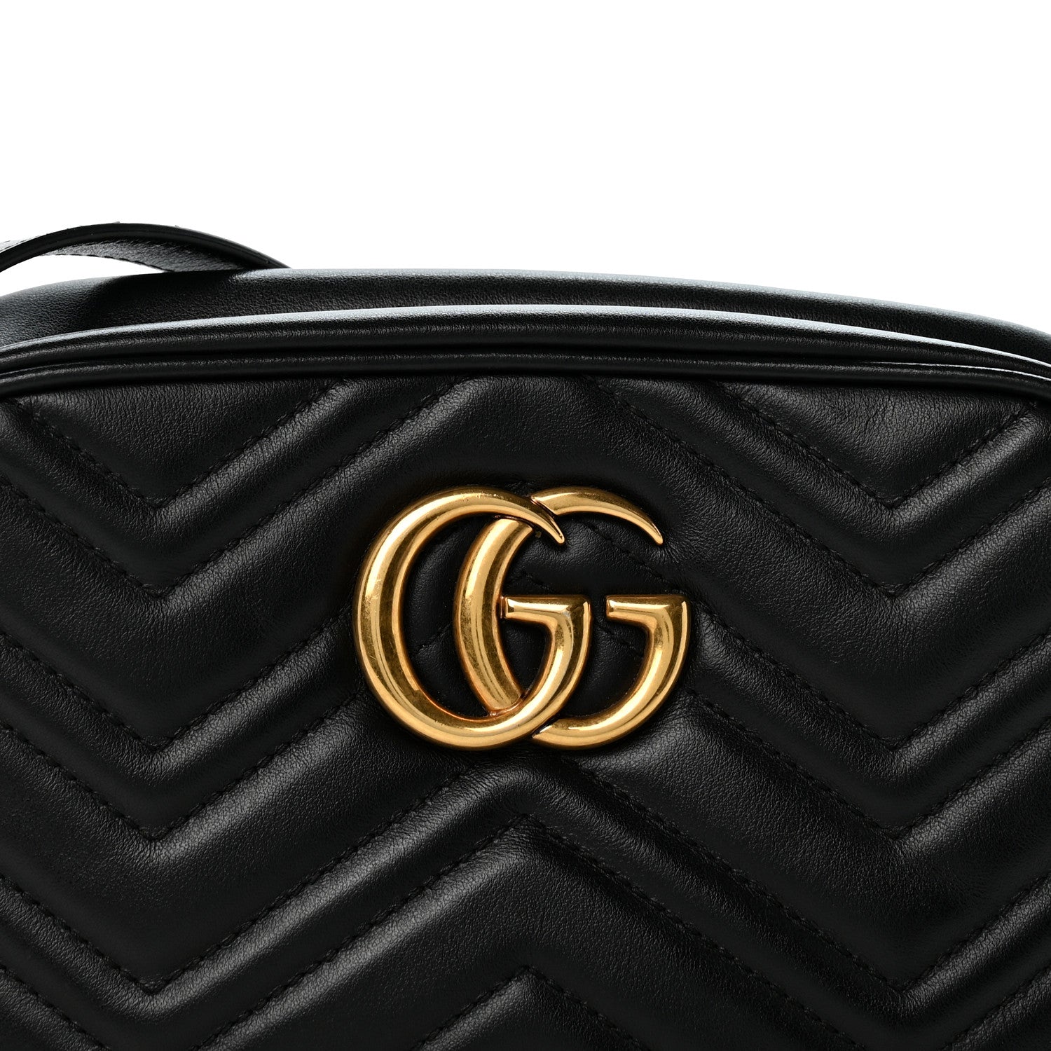 Gucci Calfskin Matelasse Small GG Marmont Chain Shoulder Bag Black 8 of 12