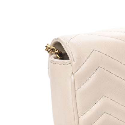 Gucci Calfskin Matelasse Super Mini GG Marmont Shoulder Bag White 14 of 17