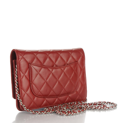 Chanel Lambskin Quilted Wallet On Chain WOC Red 3 of 8