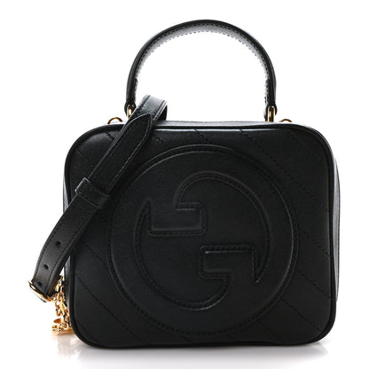 Gucci Sakai Be Green Calfskin Diagonal Stitched Blondie Top Handle Bag Black 1 of 10
