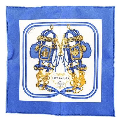 Hermes Silk Brides de Gala Nano Scarf 20 Bleu Vif White Or 1 of 3