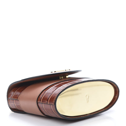 Chloe Calfskin Crocodile Embossed Small Aby Lock Chestnut Brown 4 of 10