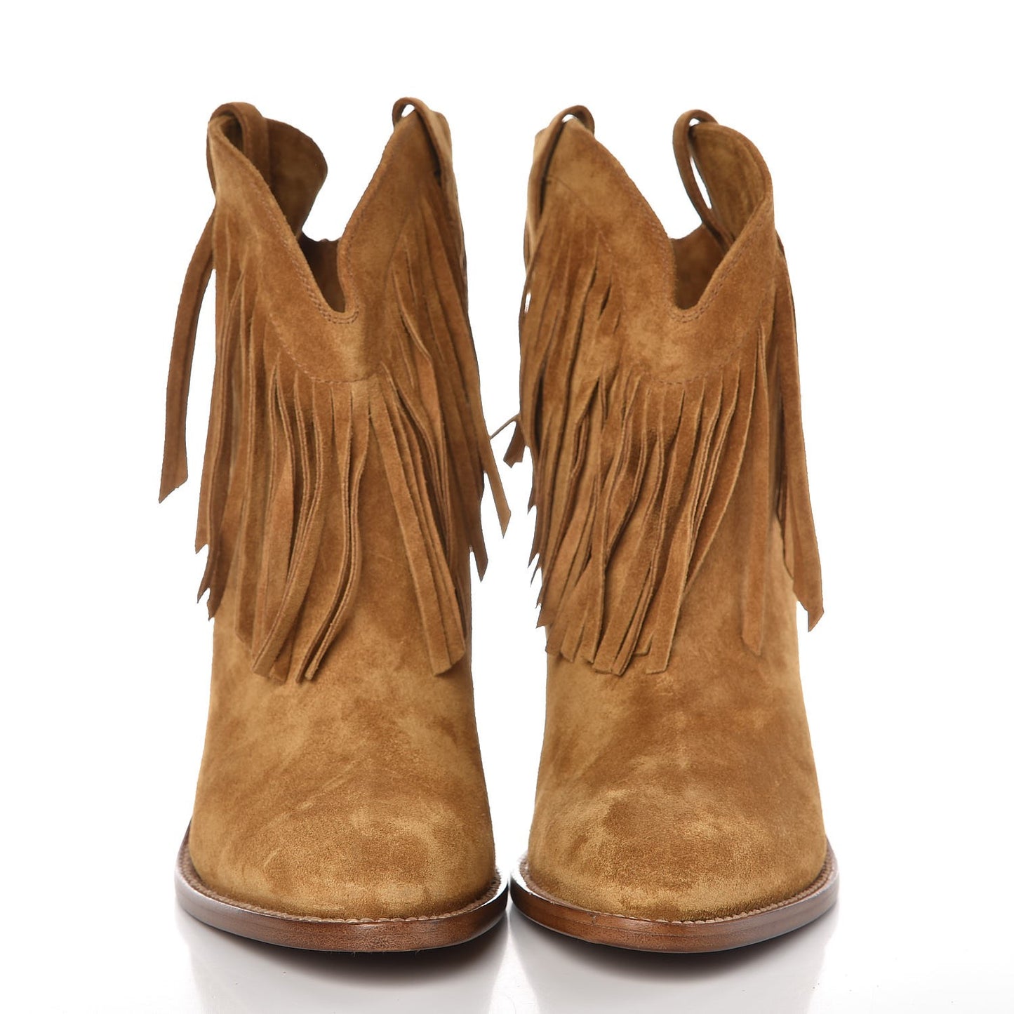 Suede New Western 80 Fringe Ankle Boots 40 Light Tan