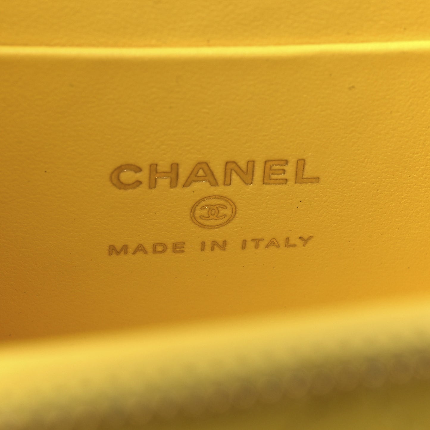 Lambskin Resin Quilted Small Top Handle Vanity Case With Chain  Yellow