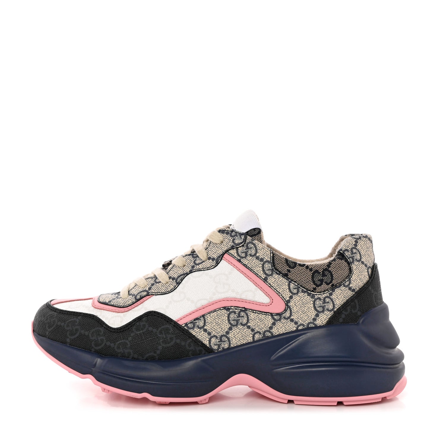 GG Supreme Monogram Rhyton Sneakers 38 Beige Blue Pink