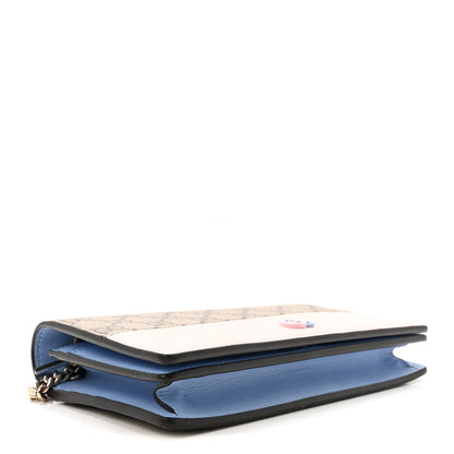 Gucci GG Supreme Monogram Textured Dollar Calfskin Mini GG Marmont Chain Wallet Light Pink Blue Beige 4 of 9