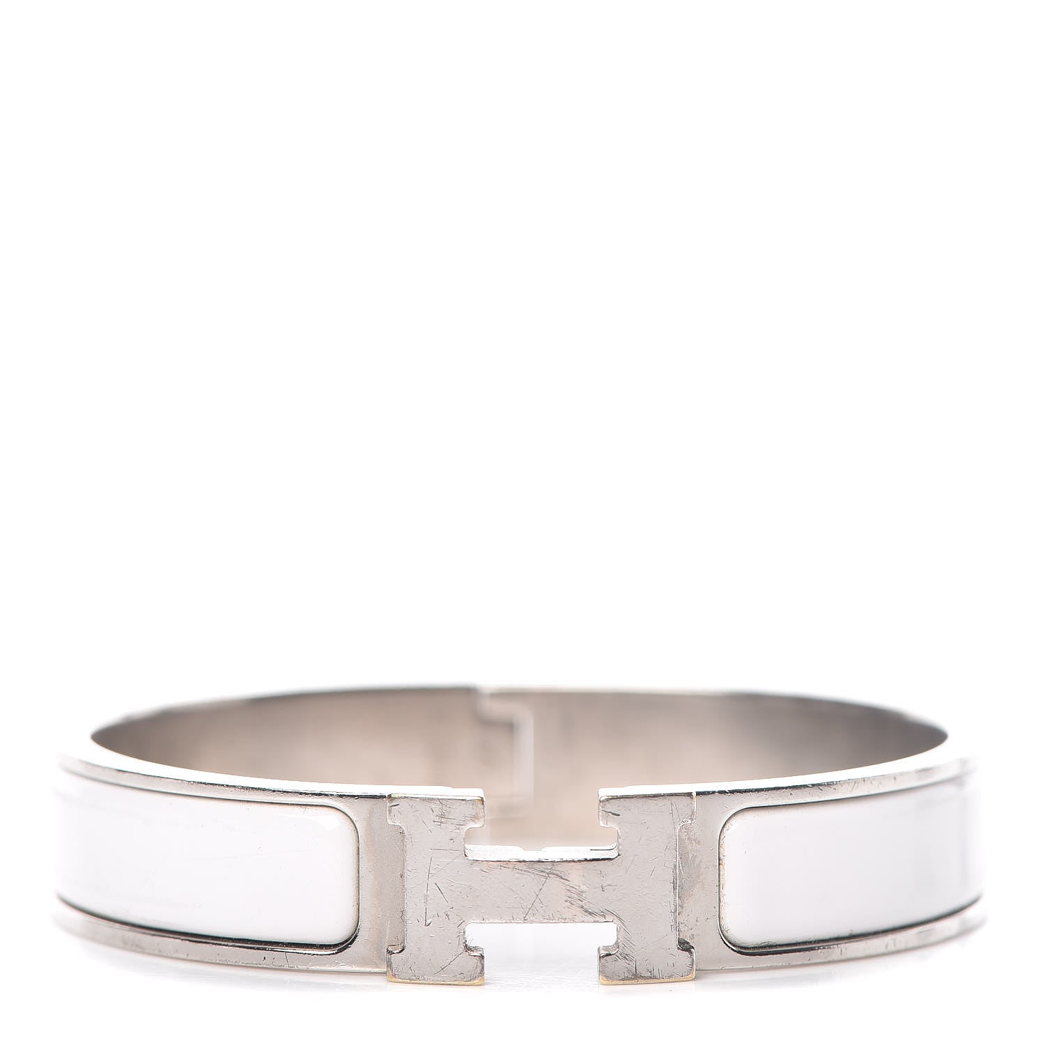 Hermes Enamel Narrow Clic Clac H Bracelet PM White 1 of 14