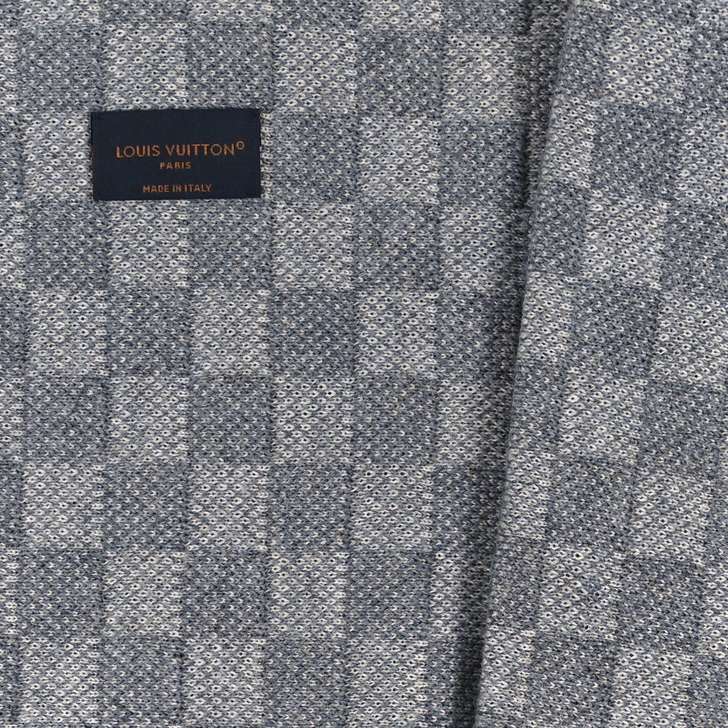 Wool Petit Damier Graphite Scarf Light Grey