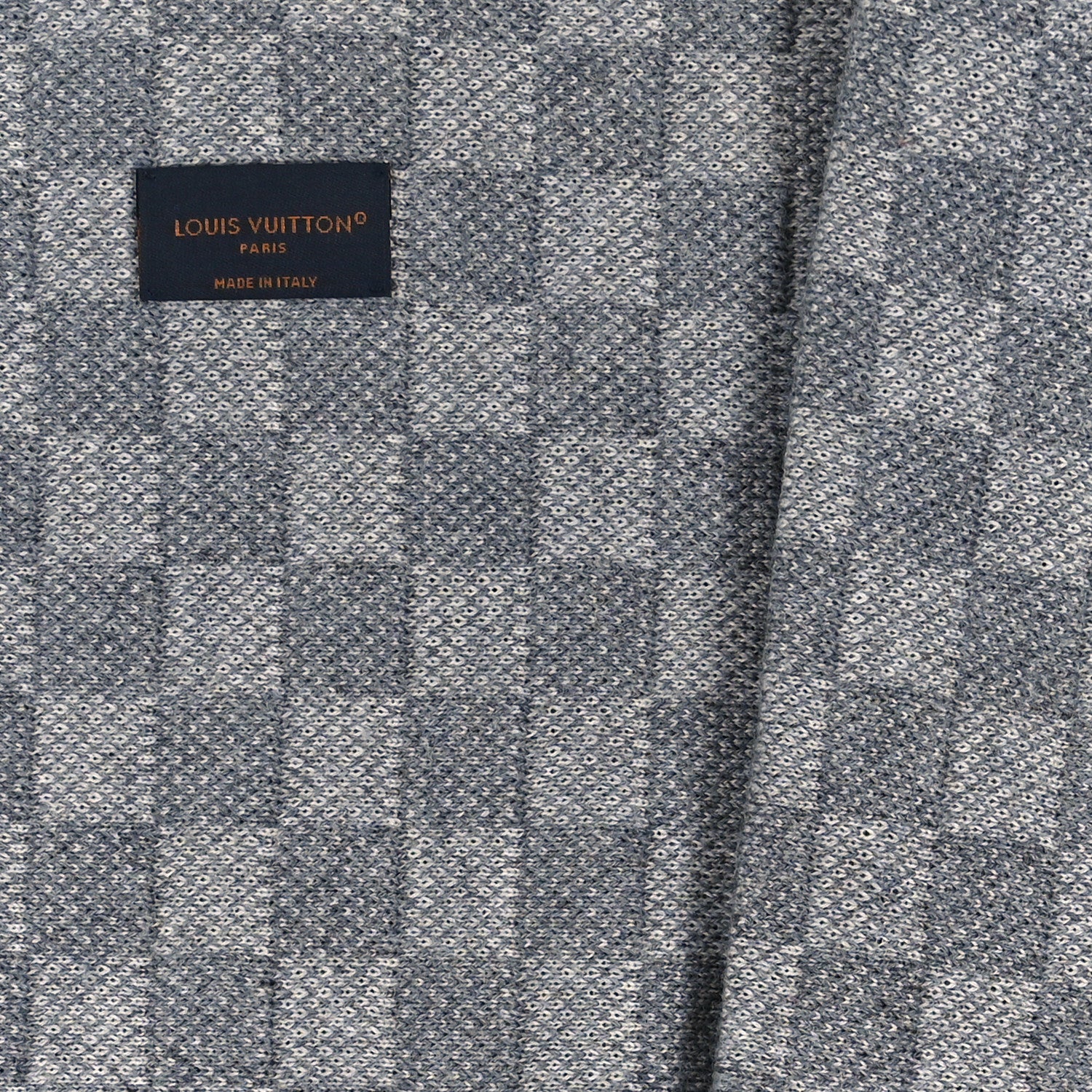 Louis Vuitton Wool Petit Damier Graphite Scarf Light Grey 3 of 3