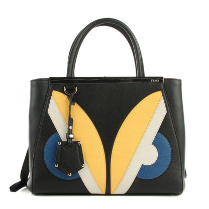 Fendi Saffiano Monster Colorblock Petite 2Jours Tote Black 1 of 11