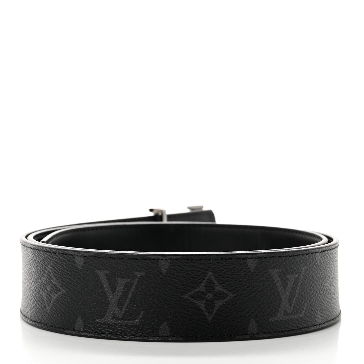 Louis Vuitton Monogram Eclipse Taigarama 40mm LV Initiales Reversible Belt 100 40 Black 2 of 7