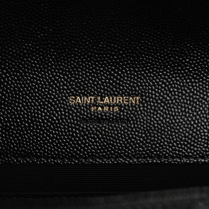 Saint Laurent Grain De Poudre Matelasse Chevron Monogram Envelope Clutch Black 6 of 8