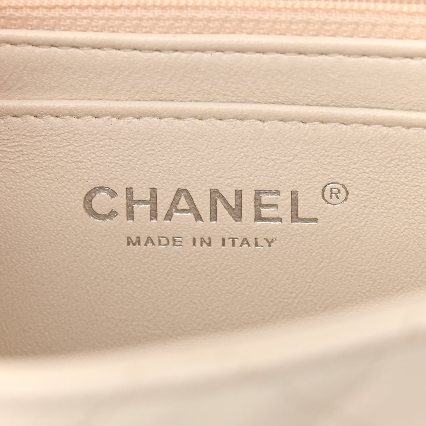 Crumpled Calfskin Quilted Mini Square Flap White