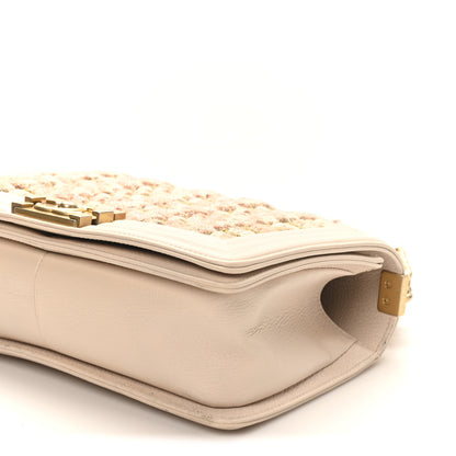 Chanel Braided Tweed Lambskin Medium Boy Flap Pink 10 of 10