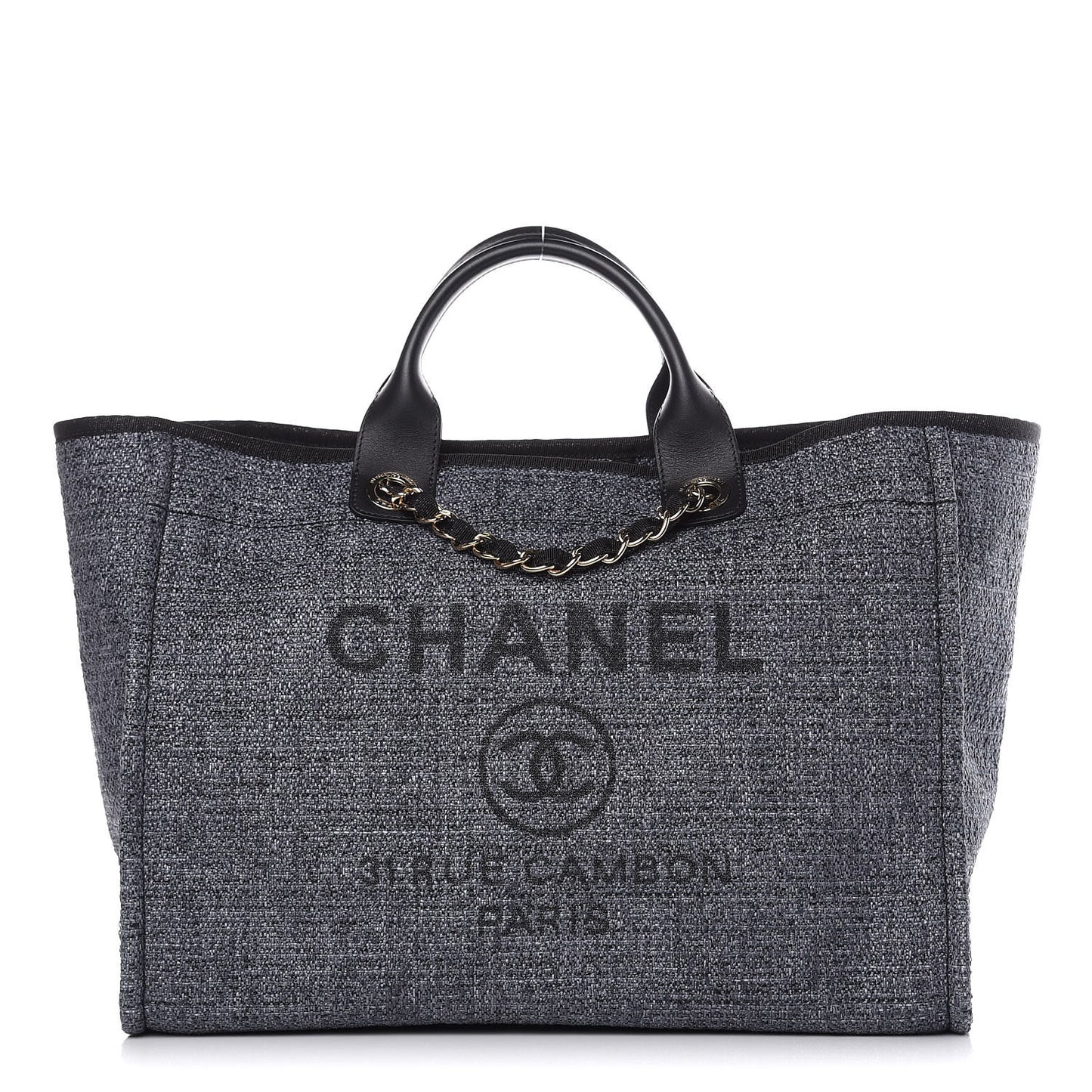 Woven Straw Raffia Large Deauville Tote Grey