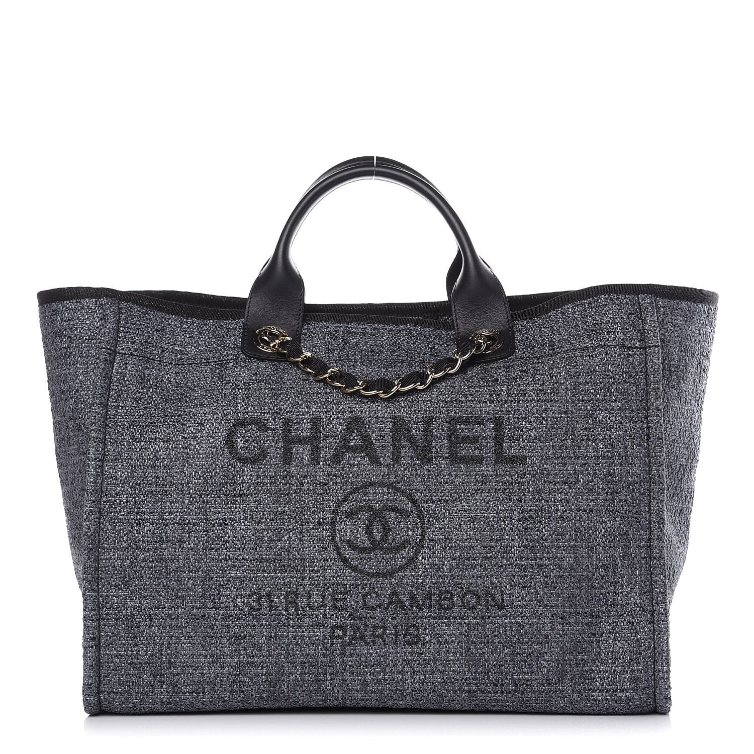 Chanel Woven Straw Raffia Large Deauville Tote Grey 1 of 11