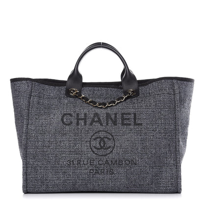 Chanel Woven Straw Raffia Large Deauville Tote Grey 1 of 11