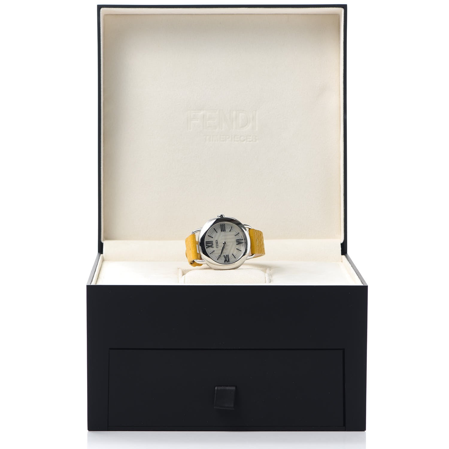 Fendi Stainless Steel Calfskin Mother of Pearl 36mm Selleria Quartz Watch Yellow 5 of 5