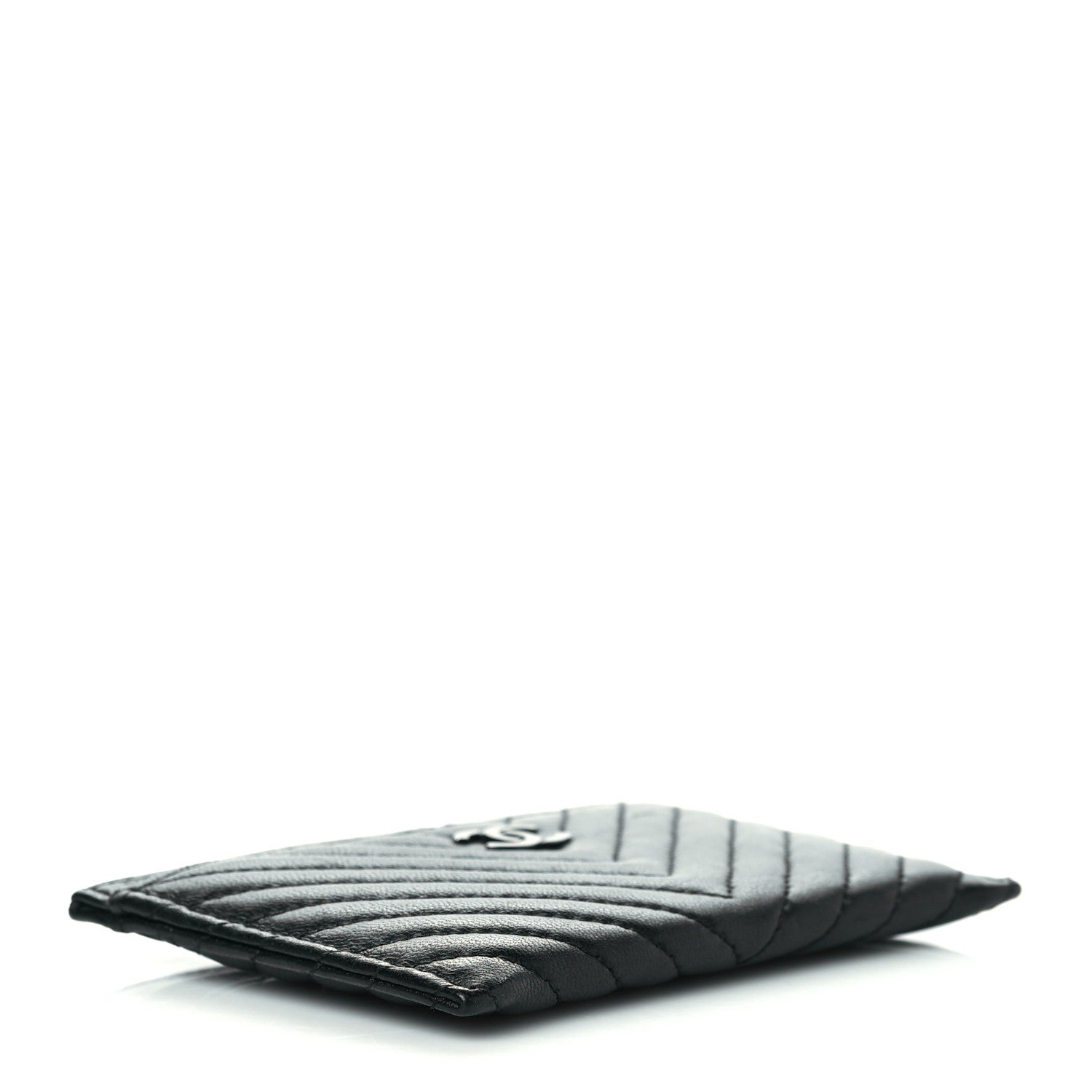 Chanel Lambskin Chevron Quilted Card Holder Black 4 of 10