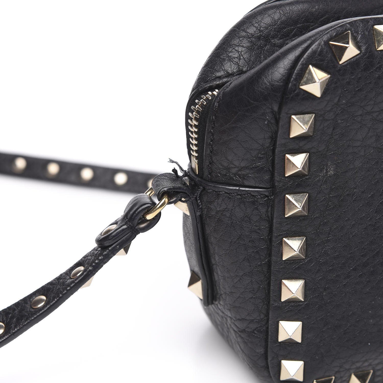 Valentino Garavani Pebbled Calfskin Rockstud Camera Crossbody Bag Black 10 of 14