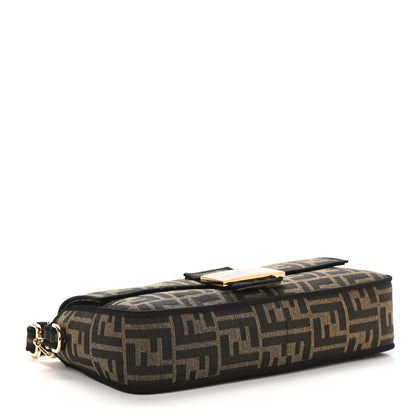 Fendi Fabric Jacquard FF 1974 Medium Baguette Tobacco Moro Black 4 of 9