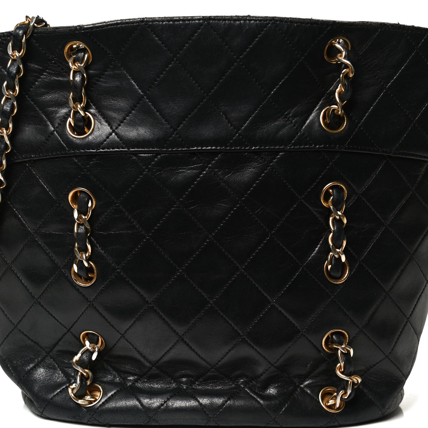 Lambskin Quilted Shopper Tote Black