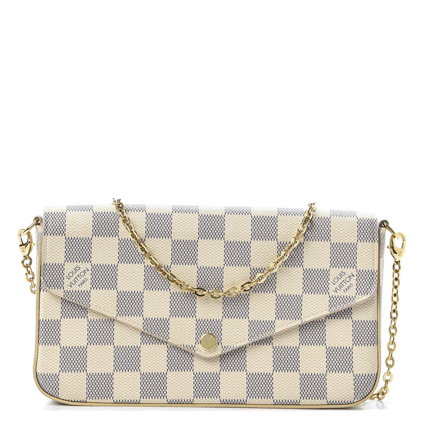Damier Azur Pochette Felicie Chain Wallet Rose Ballerine