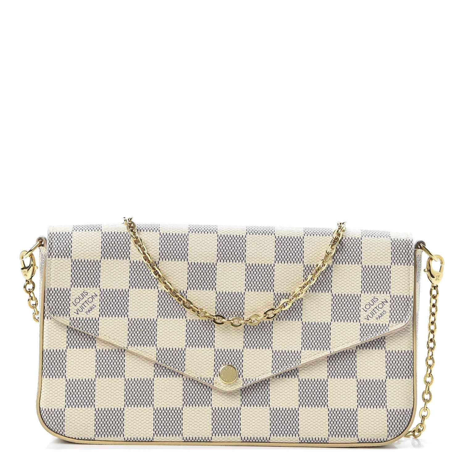 Louis Vuitton Damier Azur Pochette Felicie Chain Wallet Rose Ballerine 1 of 11