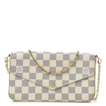 Louis Vuitton Damier Azur Pochette Felicie Chain Wallet Rose Ballerine 1 of 11