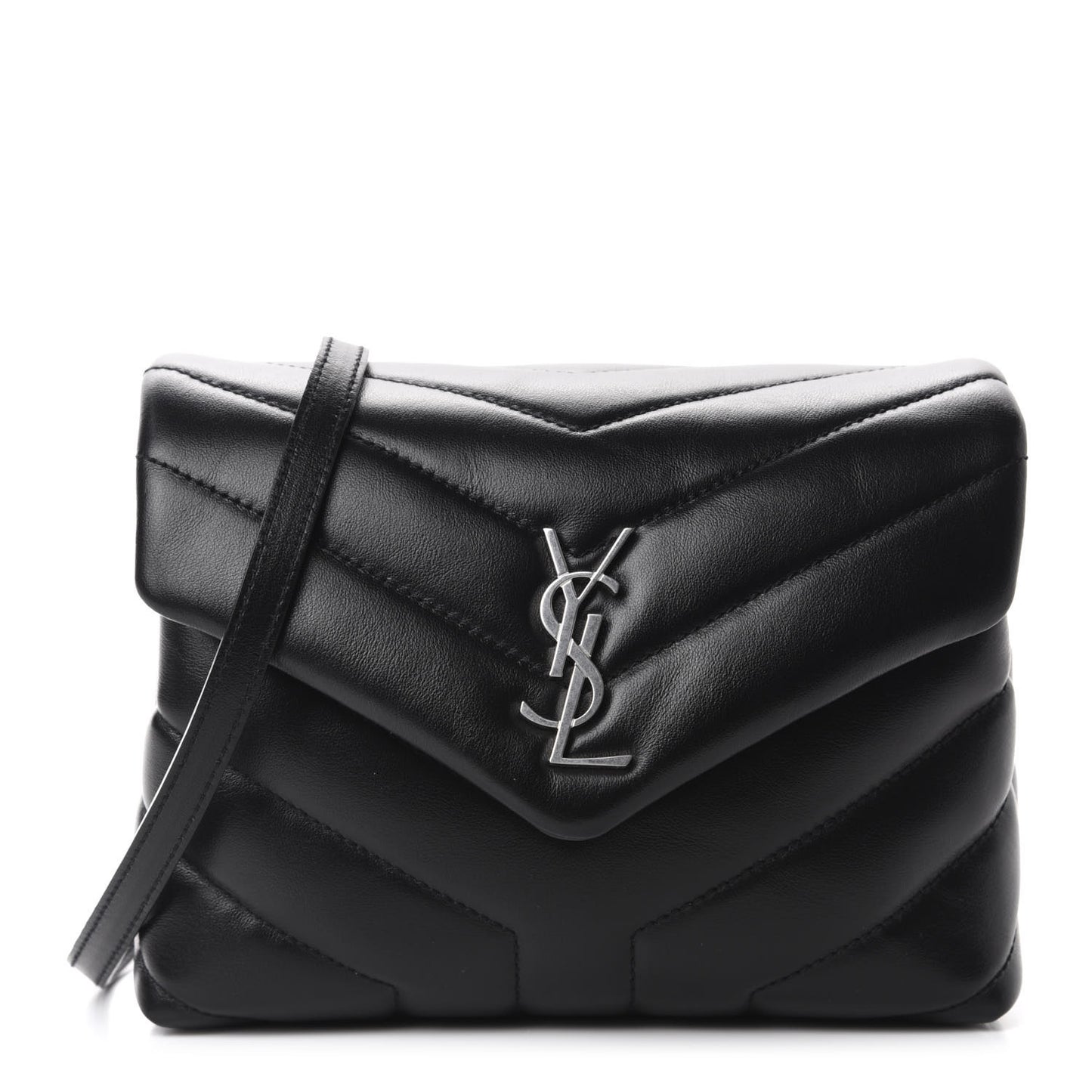 Calfskin Y Quilted Monogram Toy Loulou Crossbody Bag Black