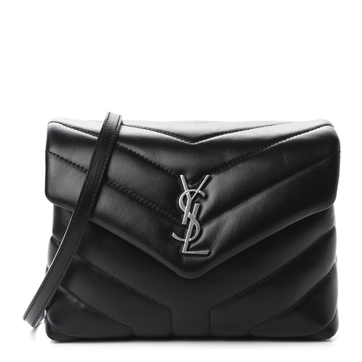 Saint Laurent Calfskin Y Quilted Monogram Toy Loulou Crossbody Bag Black 1 of 13