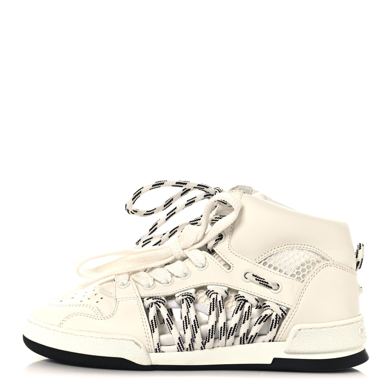 Christian Dior Calfskin Mesh Cutout High Top Sneakers 35 Black White 1 of 9