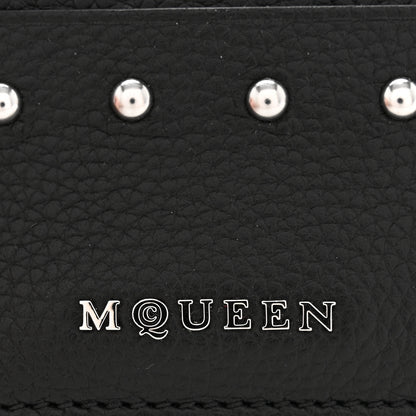 Alexander McQueen Grained Calfskin Sling Stud Card Holder Black 9 of 10