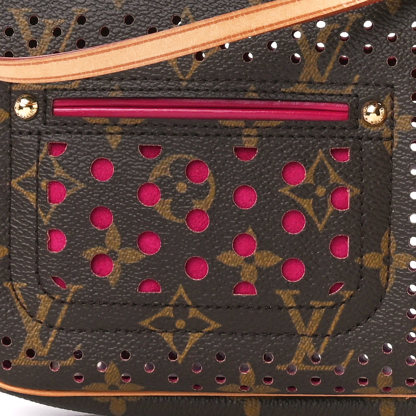 Monogram Perforated Pochette Accessories Bag Fuchsia