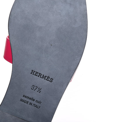 Hermes Calfskin Oran Sandals 37.5 Rose Extreme 10 of 10