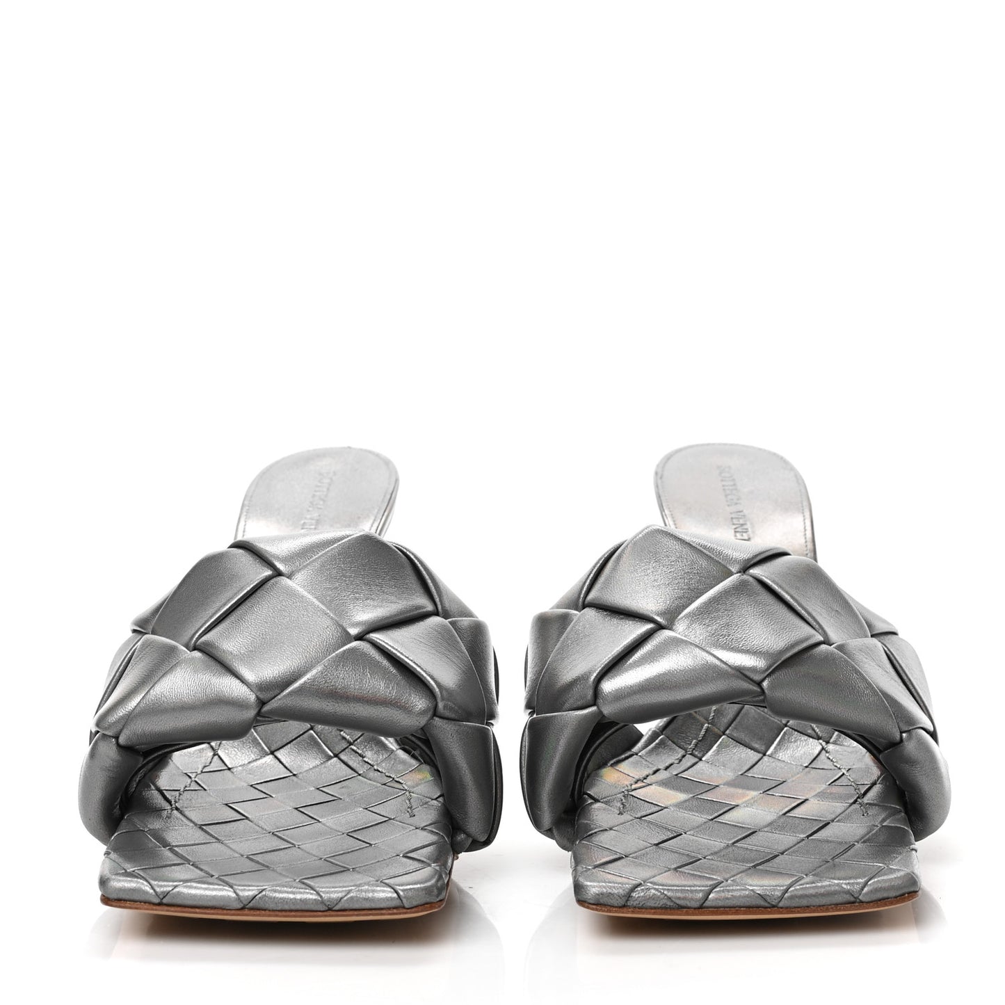 Laser Nappa Maxi Intrecciato Lido 90mm Mule Sandals 40 Oyster