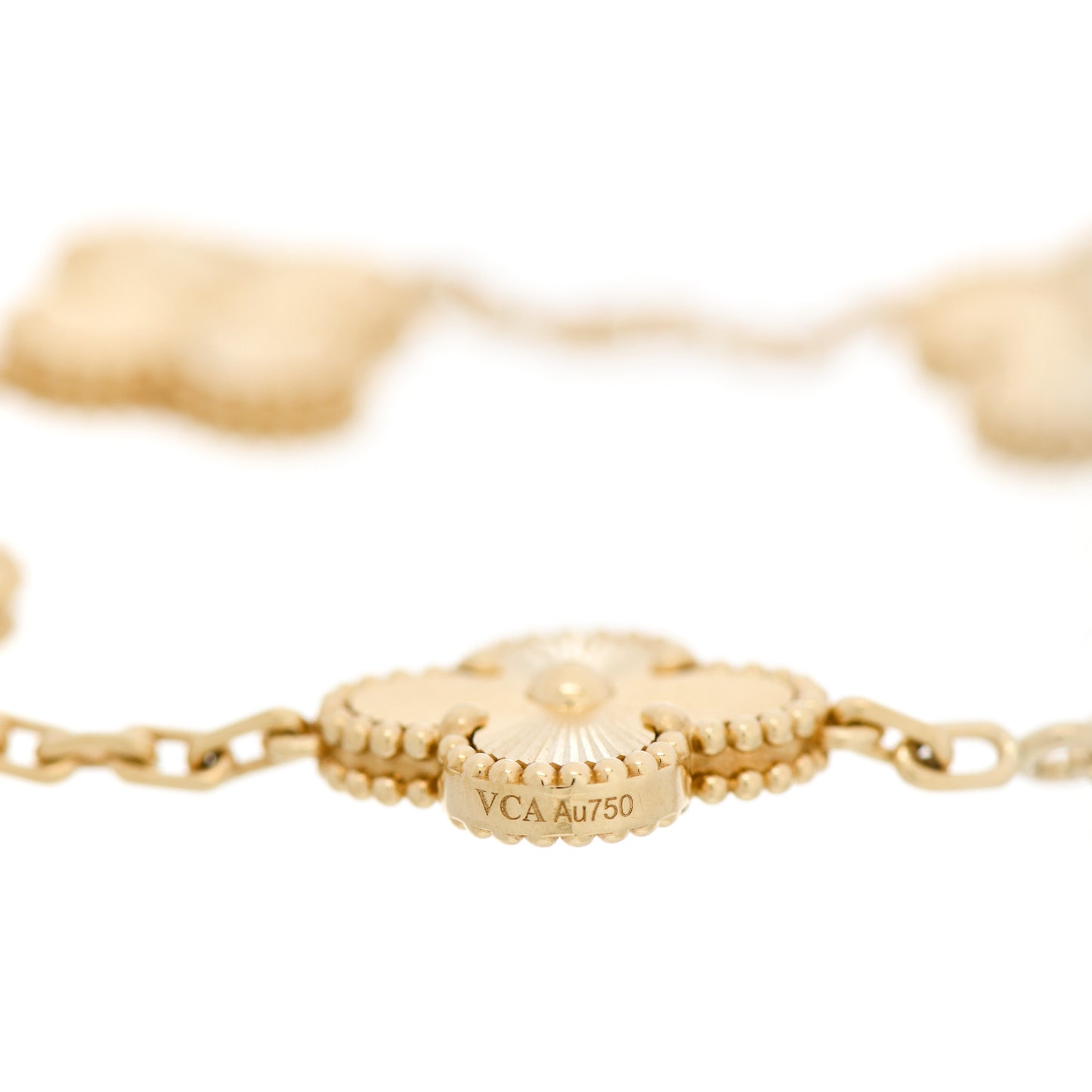 18K Yellow Gold 5 Motifs Guilloche Vintage Alhambra Bracelet