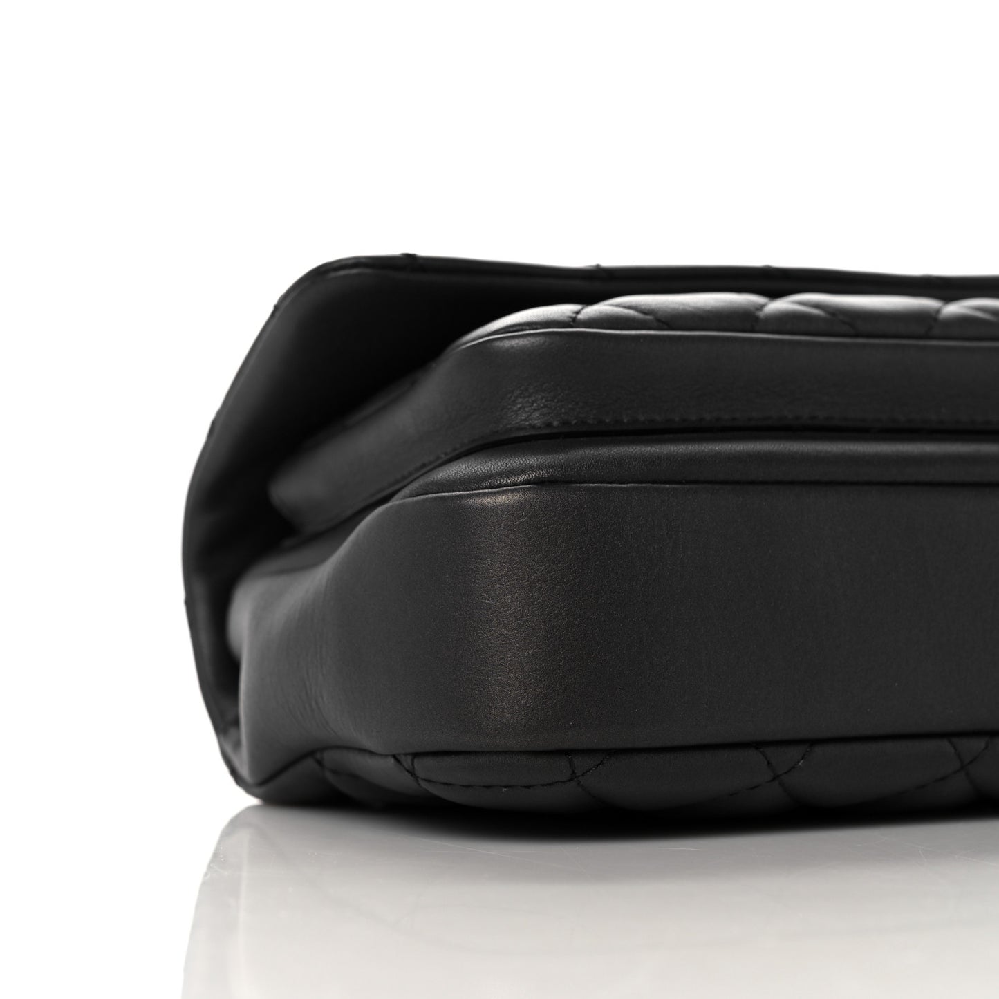 Calfskin Quilted Top Handle Flap Black
