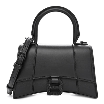 Balenciaga Shiny Box Calfskin Strass Hourglass Top Handle Bag XS Black 1 of 12