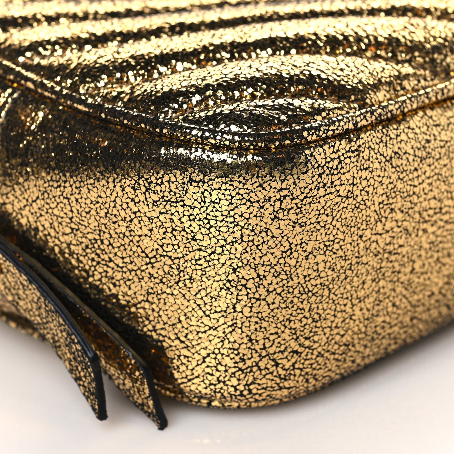 Crinkled Metallic Calfskin Matelasse Monogram Lou Belt Bag Gold