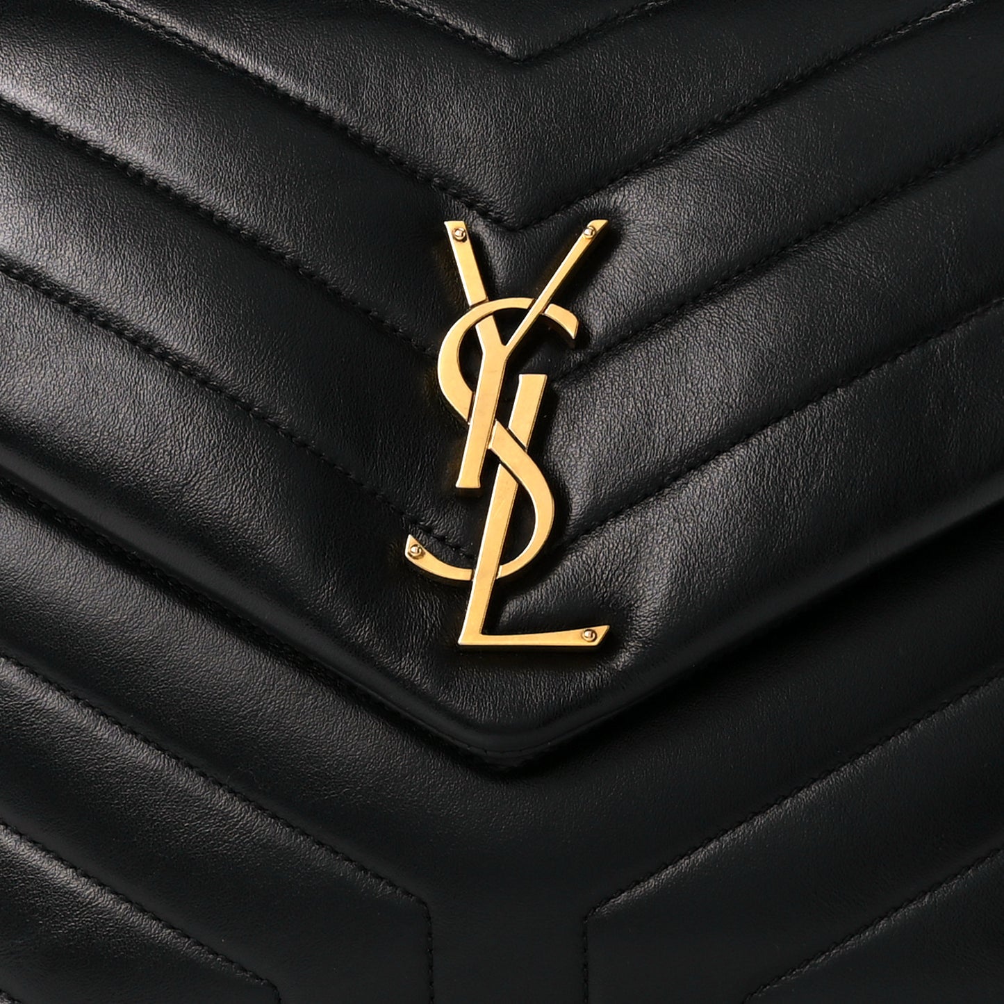 Calfskin Y Quilted Monogram Medium Loulou Chain Satchel Black